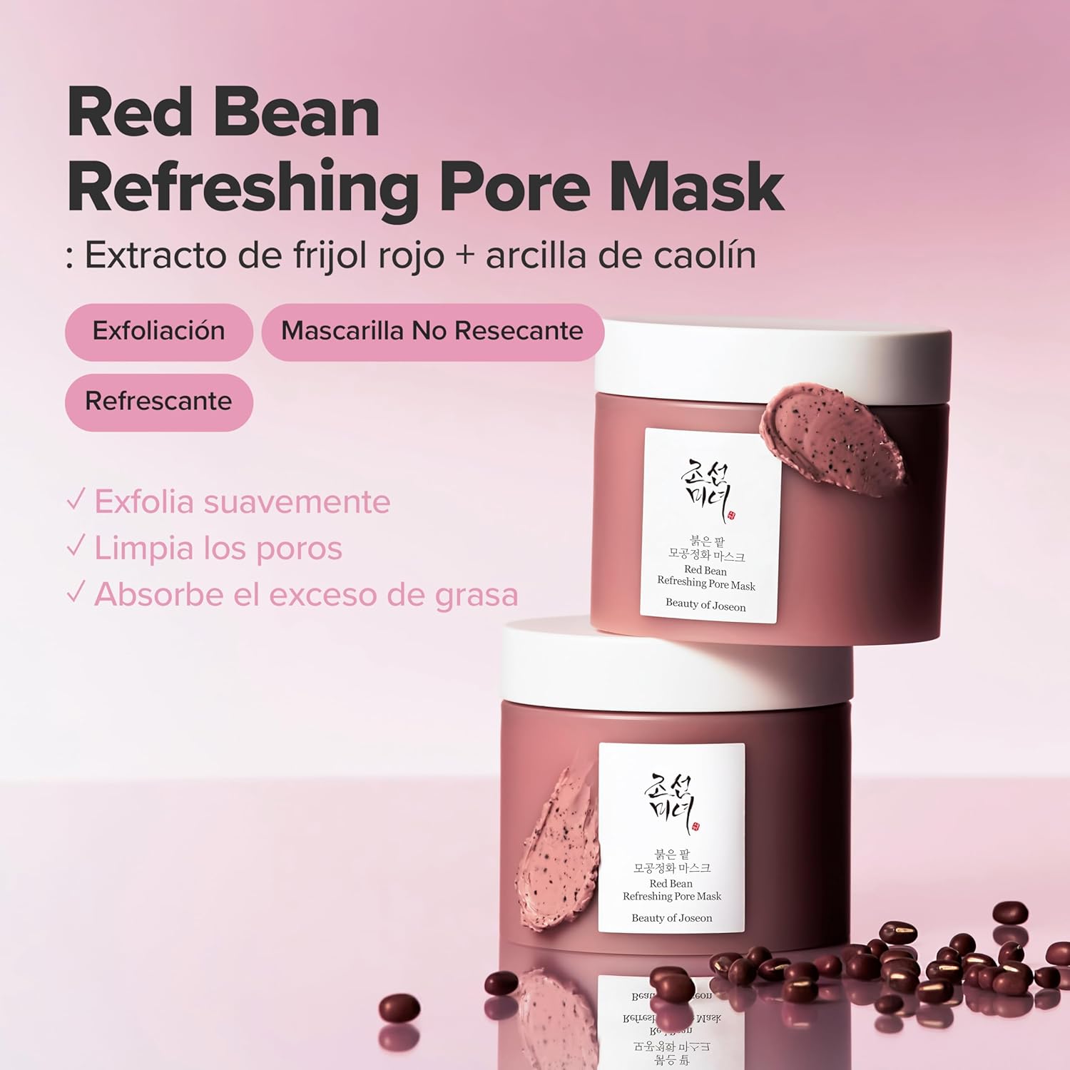 Beauty of Joseon Mascarilla de Arcilla con Frijol Rojo 140 ml para Poros Sebo y Textura de la Piel Refreshing Pore Mask