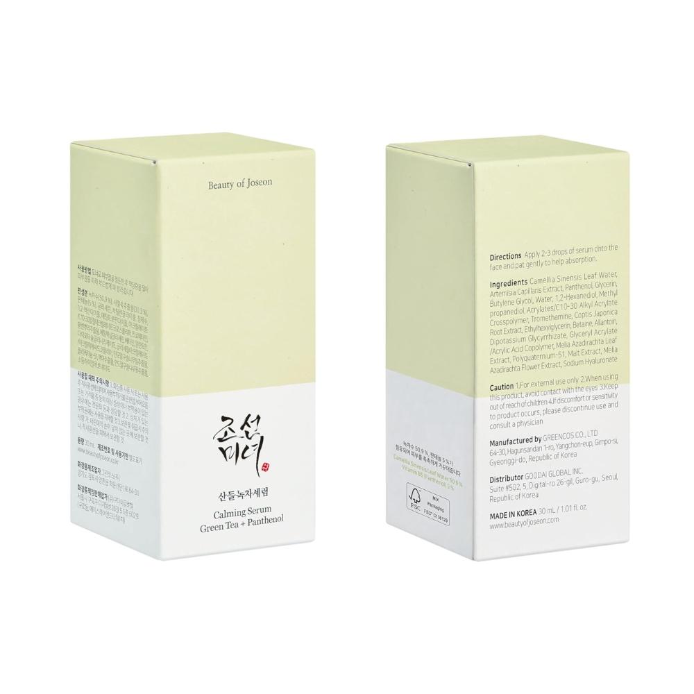 Beauty of Joseon Calming Serum Té Verde + Pantenol 30 ml – Sérum calmante e hidratante para piel sensible – Ayuda a reducir el aspecto de rojeces y refuerza la barrera
