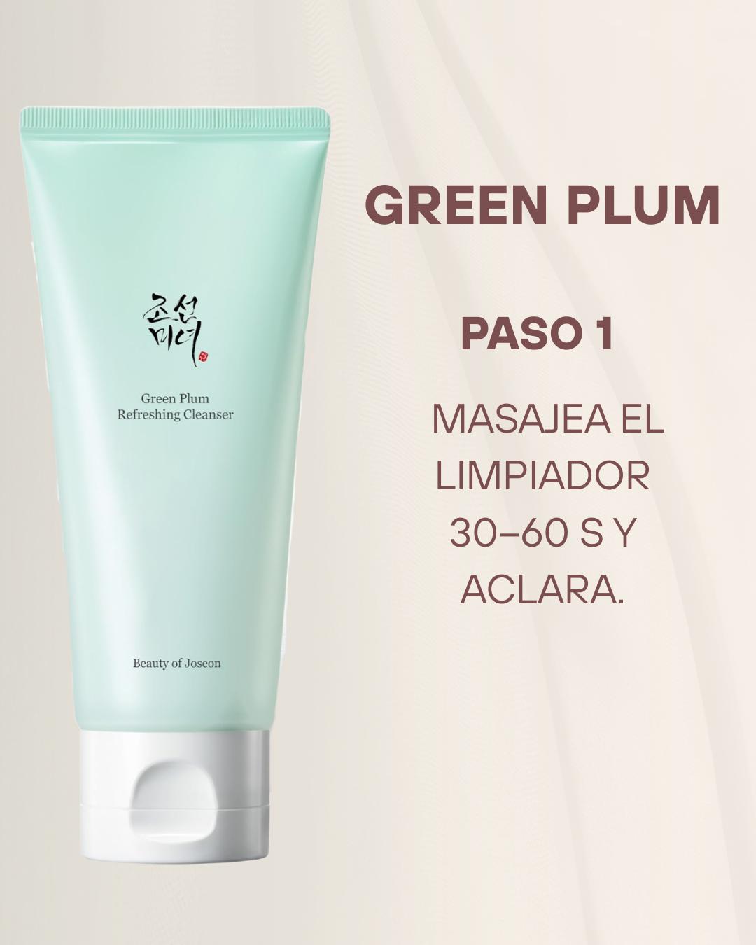 Beauty of Joseon rutina de día para poros: Green Plum Cleanser + Glow Serum Propolis & Niacinamide + Relief Sun Aqua-Fresh SPF50
