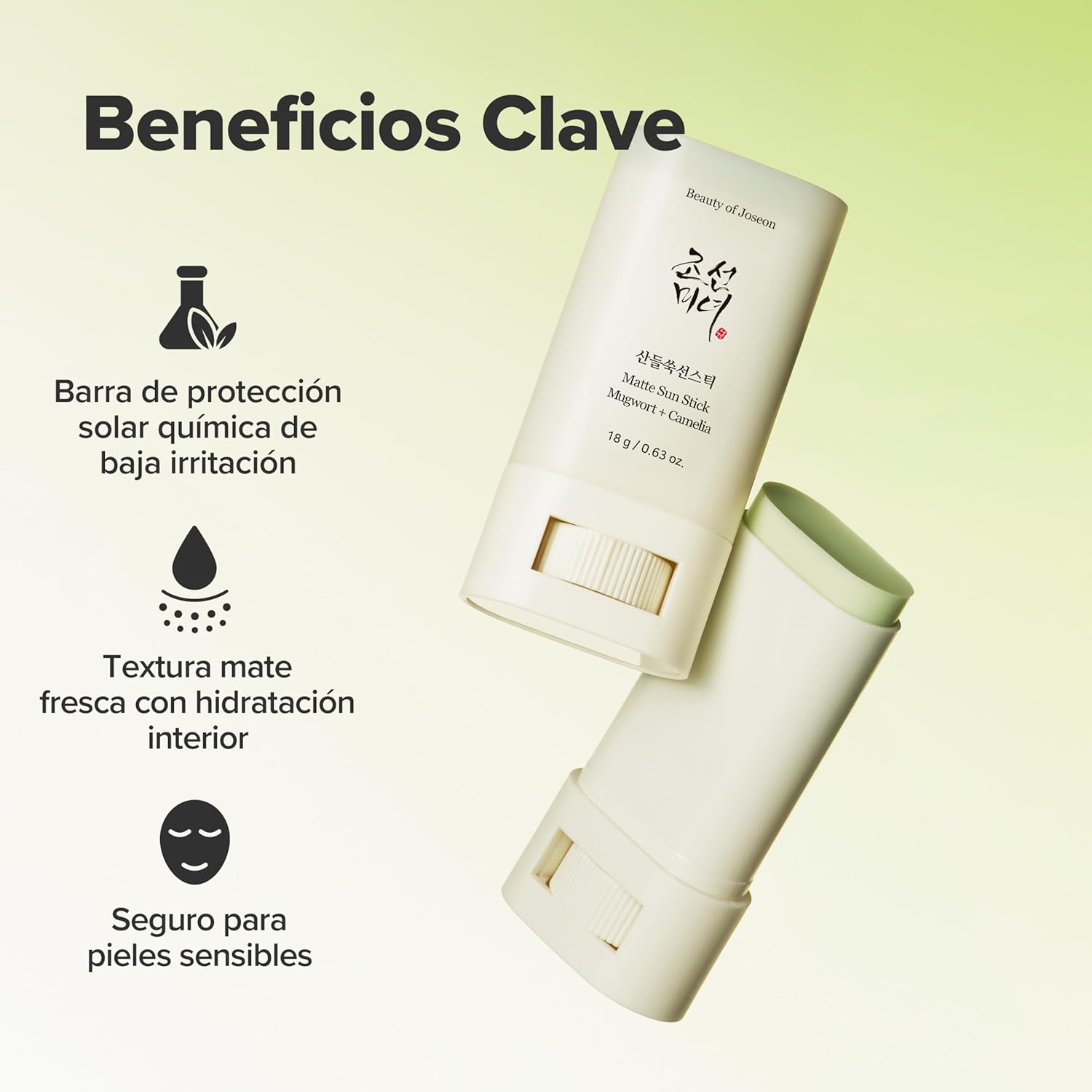 Beauty of Joseon Matte Sun Stick SPF 50+ PA++++ | Protector Solar en Stick con Artemisia y Camelia Acabado Mate