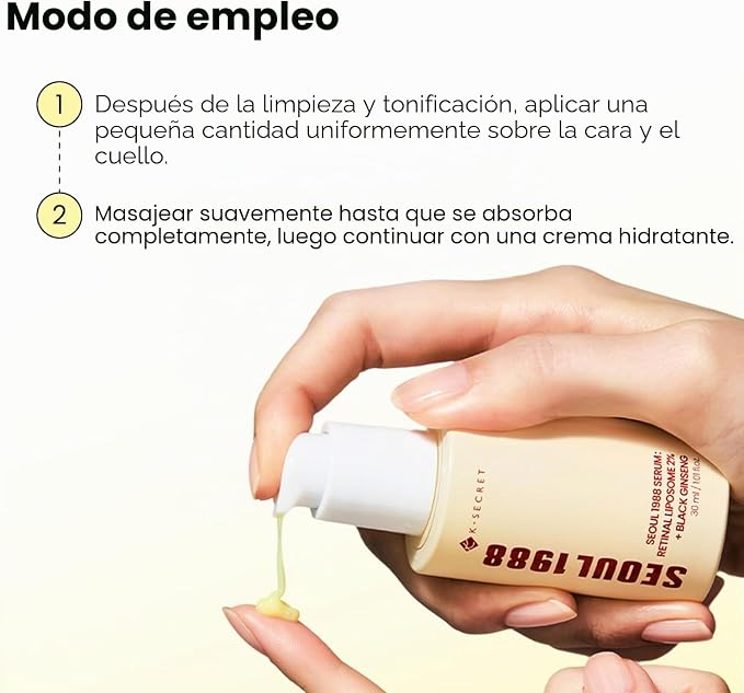 K-SECRET Seoul 1988 Retinal Liposome Serum 2% + Ginseng Negro 58% | Antiedad Intensivo con Bakuchiol, Niacinamida y Péptidos | Sin Fragancia | Cosmética Coreana | 30 ml