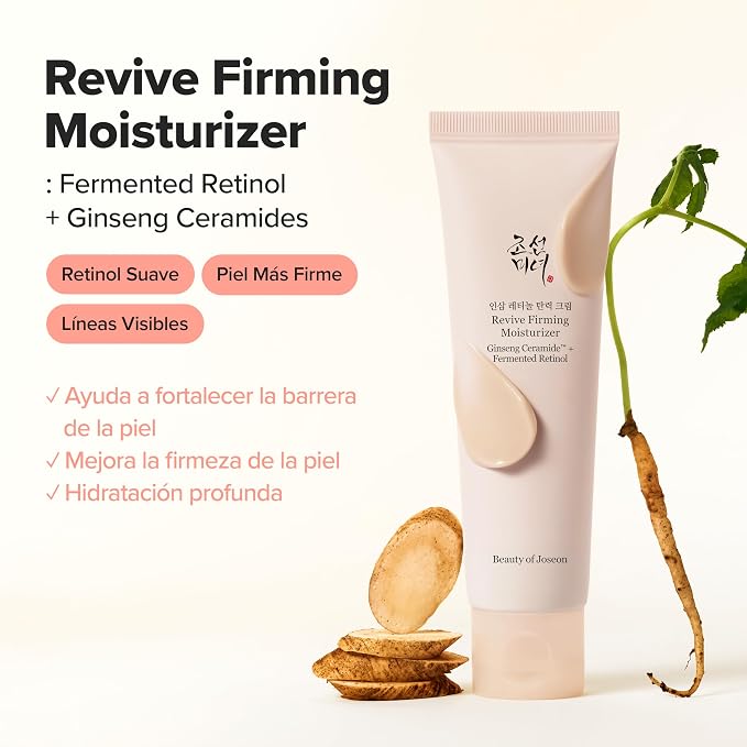 Beauty of Joseon Revive Firming Moisturizer | Crema Hidratante Antiedad con Retinol Fermentado y Ginseng Ceramide™ | Ceramida NP, Ácido Hialurónico, Adenosina y Escualano | Para Piel Seca y Sensible | Cosmética Coreana | 60 ml