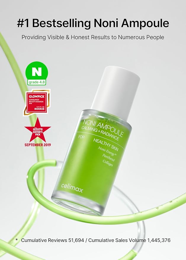 Celimax The Real Noni Energy Ampoule | Sérum Antiedad con 71,77% Extracto de Noni + Adenosina + Colágeno Soluble | Luminosidad, Hidratación y Anti-Manchas | 30 ml