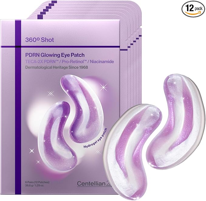 CENTELLIAN 24 360 Shot PDRN Glow Eye Patch | Parches de Ojos con PDRN (ADN de Salmón), Retinol y Glutatión | 5 Tipos de Ácido Hialurónico, Niacinamida, Centella TECA y Cafeína | Antiojeras, Antibolsas y Efecto Glow Instantáneo | 6 Pares (12 ud.)