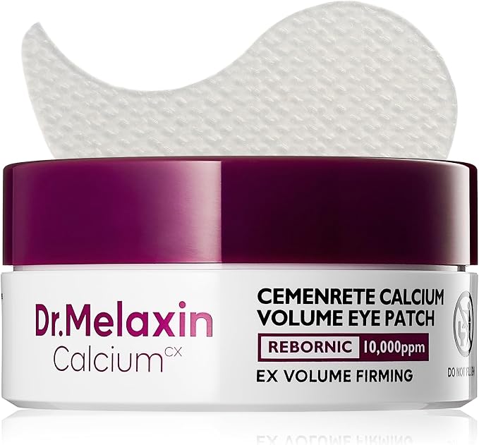 Dr. Melaxin Cemenrete Calcium Volume Eye Patch | 60 Parches Hidrogel con REBORNIC · Calcio Ionizado 10.000 PPM + Colágeno + Elastina Hidrolizada + Niacinamida + Adenosina