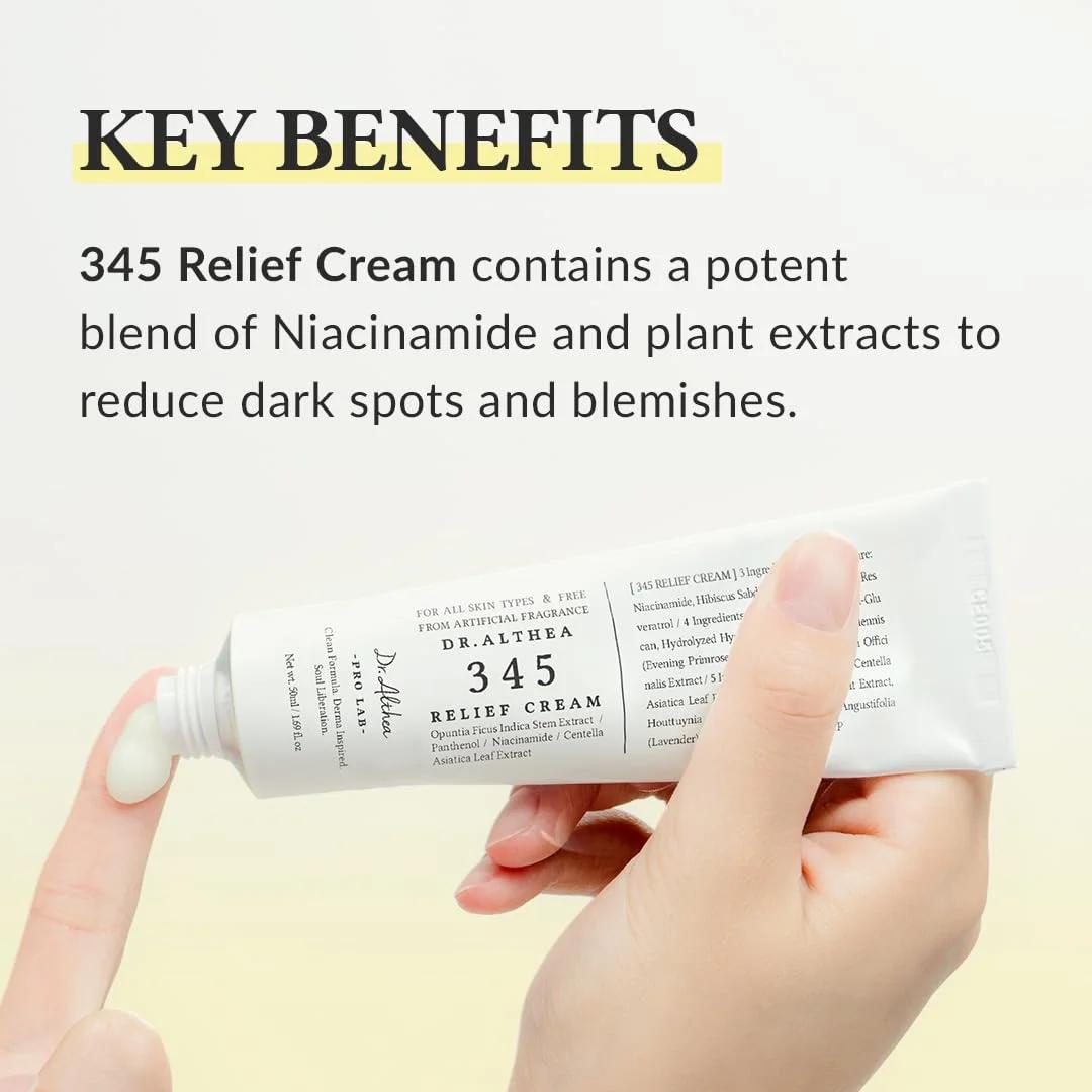 Dr. Althea 345 Relief Cream 50 ml Crema Facial Calmante e Hidratante con Ceramidas Ácido Hialurónico y Péptidos Ideal para Piel Sensible y con Acné