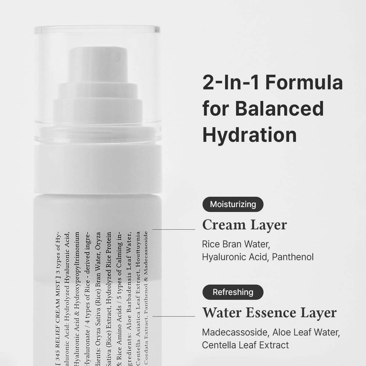 Dr.Althea 345 Relief Cream Mist 100 ml | Bruma facial hidratante bifásica con agua de salvado de arroz y centella para piel sensible