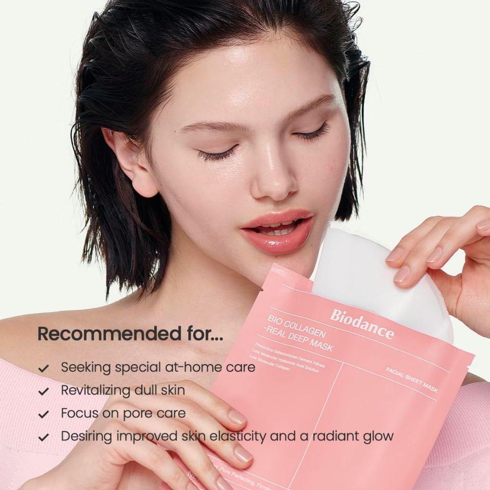 BIODANCE Bio‑Collagen Real Deep Mask 34 g | Mascarilla hidrogel hidratante nocturna | Oligo‑Ácido Hialurónico + Niacinamida (overnight glow)