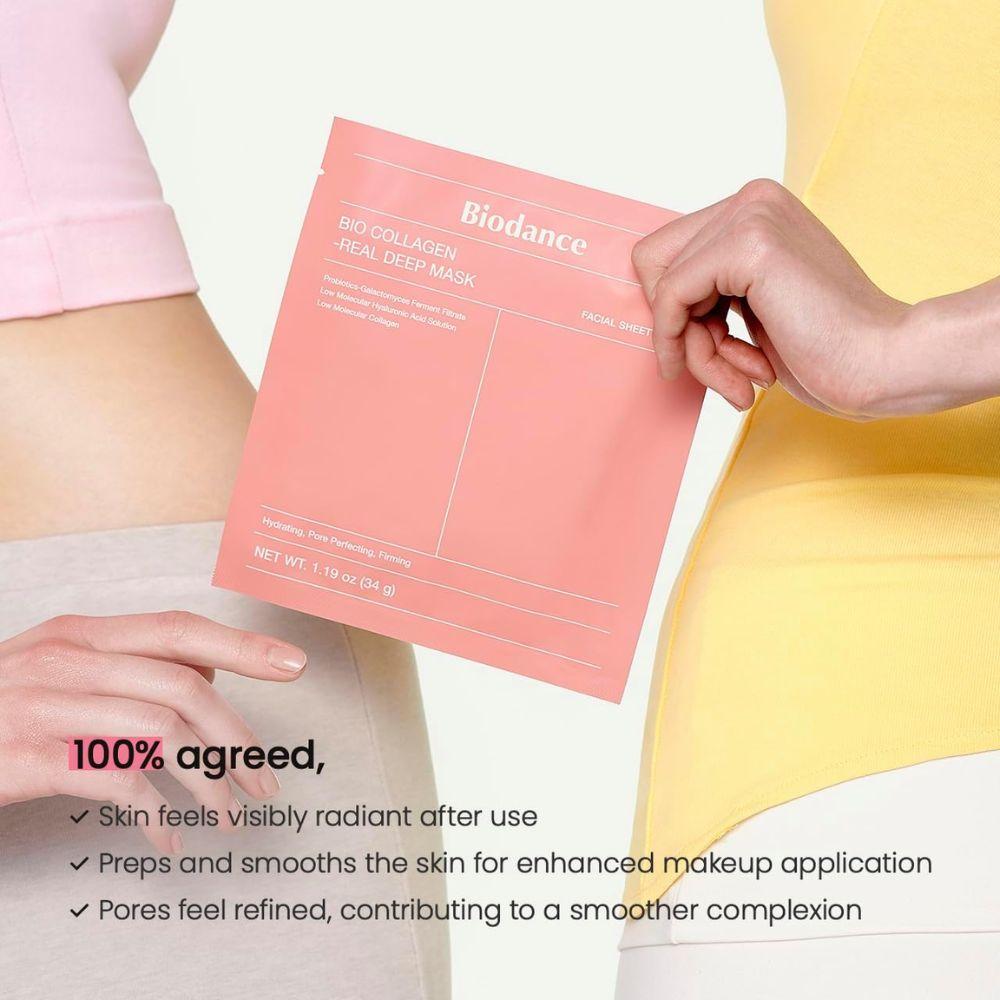 BIODANCE Bio‑Collagen Real Deep Mask 34 g | Mascarilla hidrogel hidratante nocturna | Oligo‑Ácido Hialurónico + Niacinamida (overnight glow)