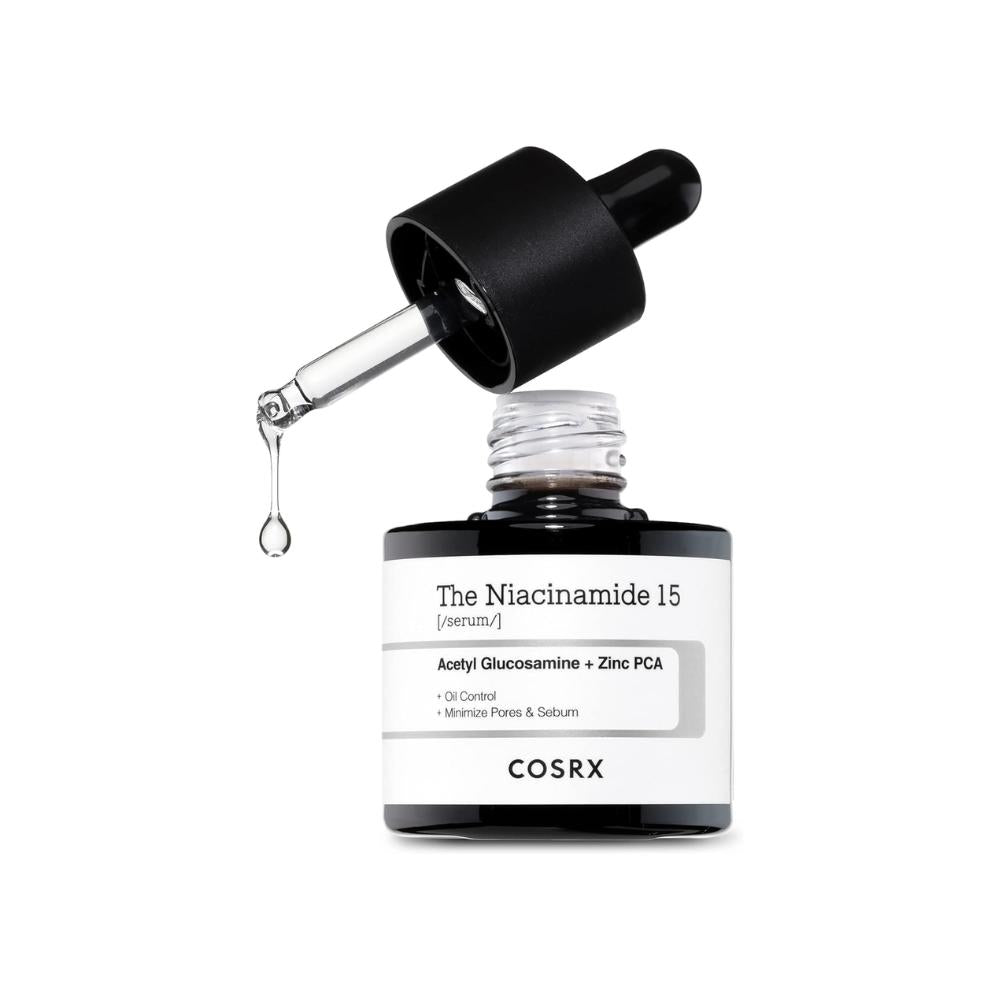 COSRX The Niacinamide 15 Serum 20 ml, sérum facial ultraligero de rápida absorción con Niacinamide 15% + Zinc PCA 1% + Acetyl Glucosamine (NAG)