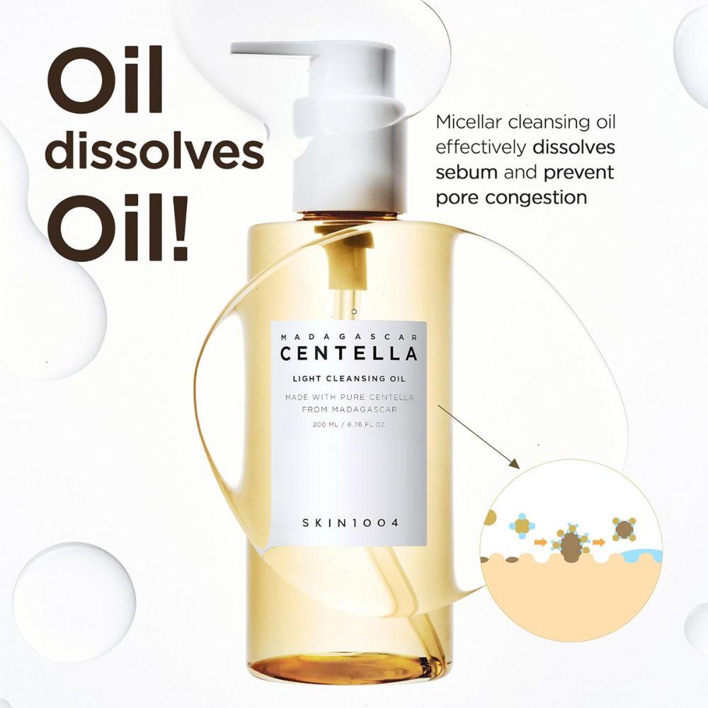 Pack SKIN1004 Madagascar Centella Double Cleansing Duo | Light Cleansing Oil 200 ml + Ampoule Foam 125 ml | Doble limpieza calmante que elimina maquillaje y limpia poros en profundidad