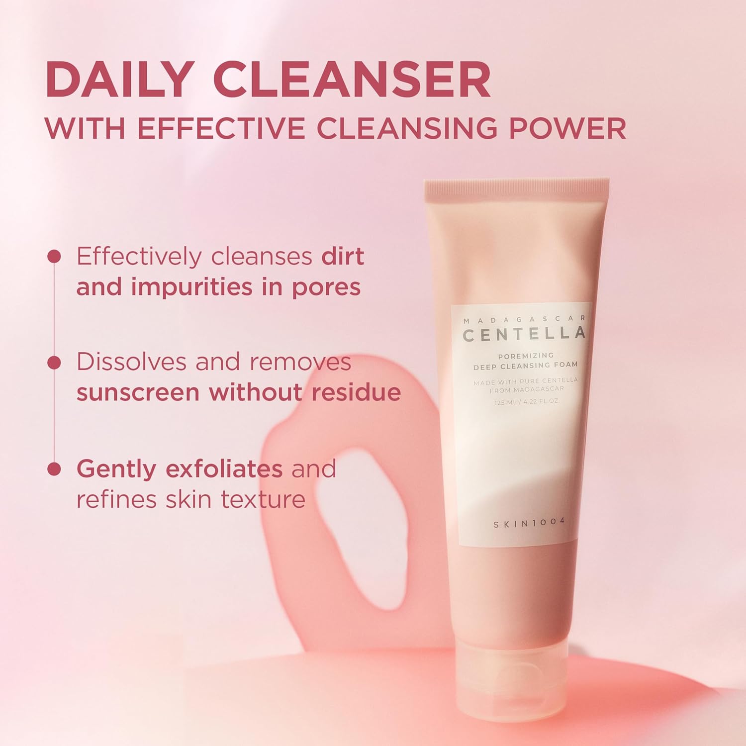SKIN1004 Madagascar Centella Poremizing Deep Cleansing Foam 125 ml | Limpiadora facial espumosa con centella y sal rosa del Himalaya para poros y exceso de sebo