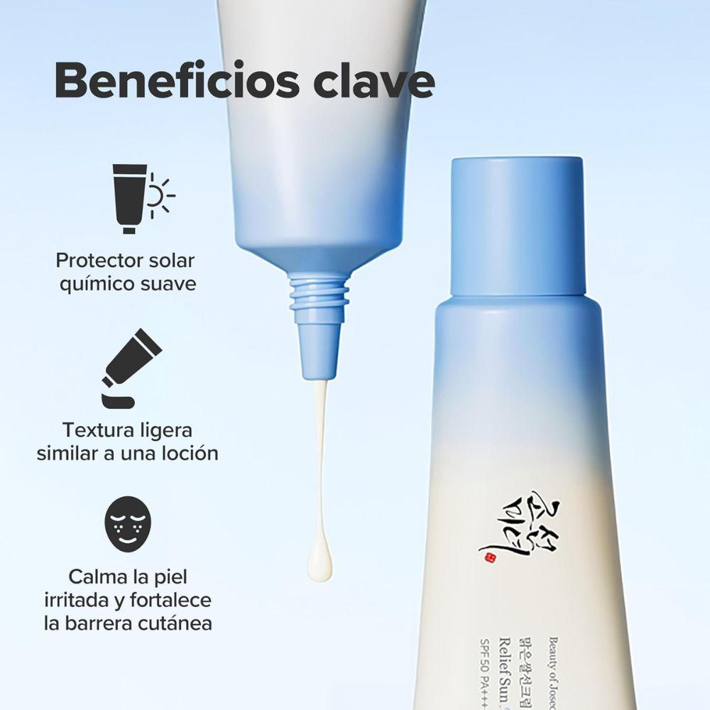 Beauty of Joseon Pack 2 Relief Sun Aqua‑Fresh Rice + B5 SPF50+ PA++++ protector solar facial - con agua de semilla de arroz y Vitamina B5- cruelty free; Entrega 24h