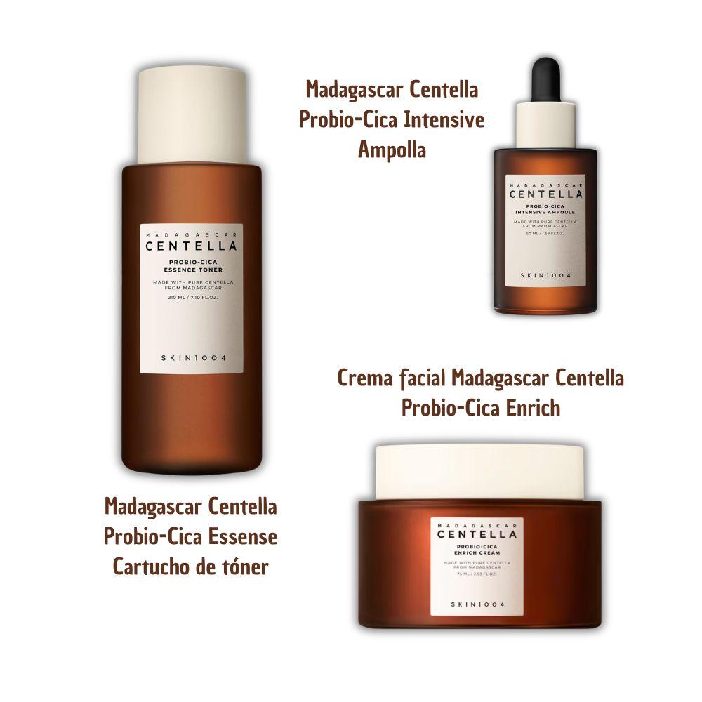Pack Barrera Cutánea SKIN1004 Madagascar Centella Probio‑Cica | Mascarilla arcilla + Ampoule intensivo + Crema Enrich para calmar, hidratar y reforzar la piel sensible