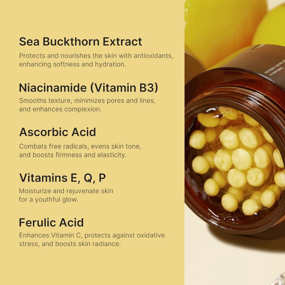 medicube Deep Vita C Golden Capsule Cream 50ml | Hidratante gel con cápsulas de Vitamina C, niacinamida + ácido ferúlico (luminosidad)