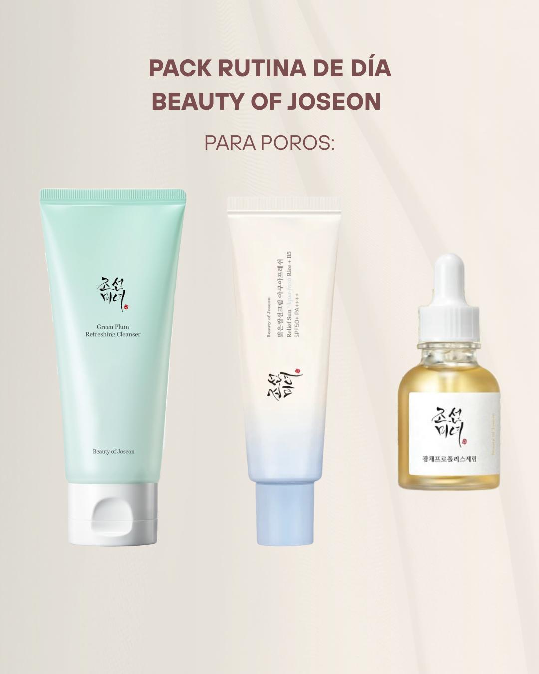 Beauty of Joseon rutina de día para poros: Green Plum Cleanser + Glow Serum Propolis & Niacinamide + Relief Sun Aqua-Fresh SPF50