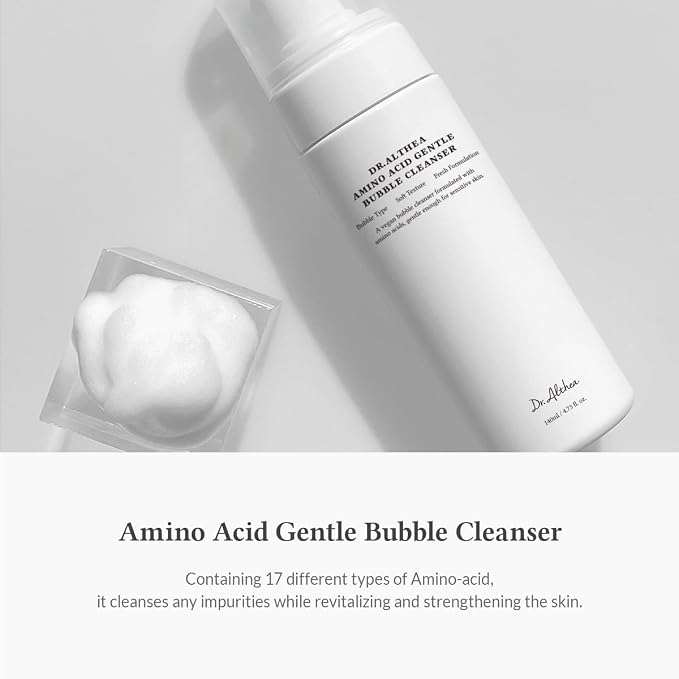Dr.Althea Amino Acid Gentle Bubble Cleanser | Limpiador Facial Espuma con 17 Aminoácidos + Ceramidas + Ácido Hialurónico | pH Bajo | Piel Seca, Sensible y Acneica | Vegano Coreano | 140 ml