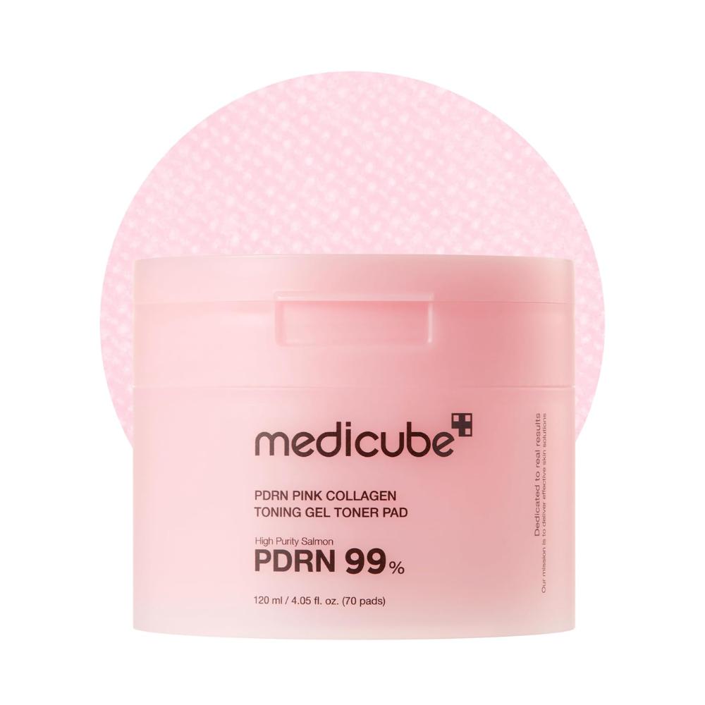 medicube PDRN Pink Collagen Toning Gel Toner Pad 70 pads | PDRN (Sodium DNA) + Colágeno + Niacinamida + Centella + Madecassoside + Retinol + LHA