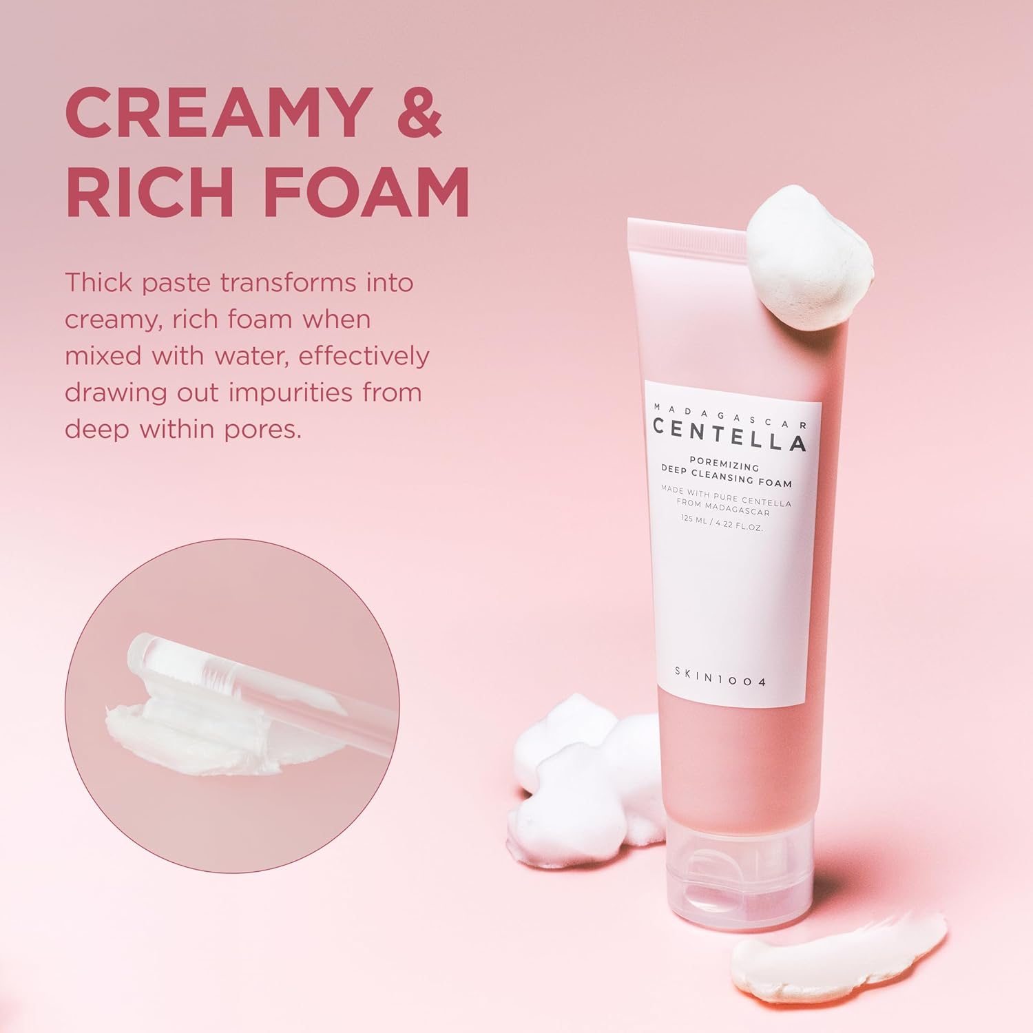 SKIN1004 Madagascar Centella Poremizing Deep Cleansing Foam 125 ml | Limpiadora facial espumosa con centella y sal rosa del Himalaya para poros y exceso de sebo