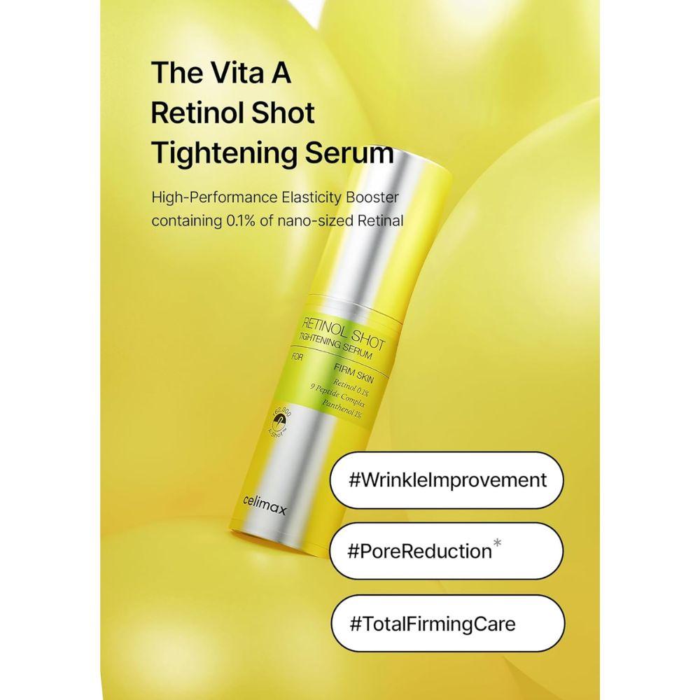 celimax The Vita-A Retinol Shot Tightening Serum 30 ml | Sérum con 0,1% retinol puro y 9 péptidos para textura, poros visibles y firmeza