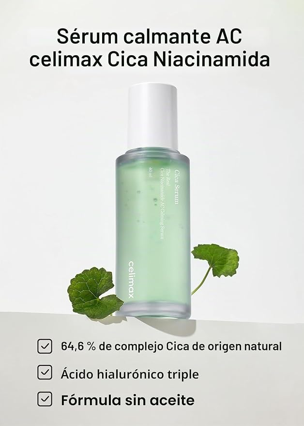 Celimax The Real Cica Niacinamide AC Calming Sérum | CICA + Niacinamida + Ácido Hialurónico Triple | Calmante Rojeces y Acné | Piel Sensible | 40ml