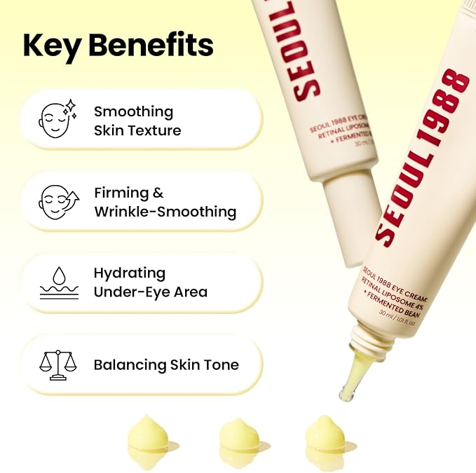 K-SECRET Seoul 1988 Retinal Eye Contour Cream | Contorno de Ojos Antiedad con 4% Retinal Liposoma + Extracto de Judía Fermentada | Niacinamida, Bakuchiol | Ojeras, Arrugas y Patas de Gallo | Cosmética Coreana | 30 ml