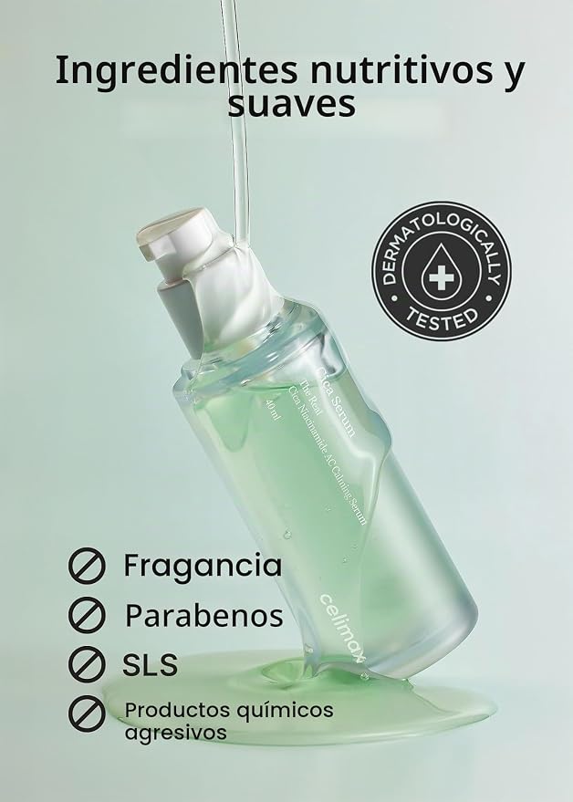 Celimax The Real Cica Niacinamide AC Calming Sérum | CICA + Niacinamida + Ácido Hialurónico Triple | Calmante Rojeces y Acné | Piel Sensible | 40ml