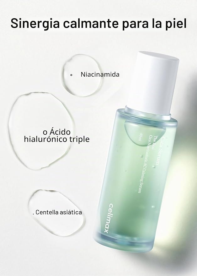 Celimax The Real Cica Niacinamide AC Calming Sérum | CICA + Niacinamida + Ácido Hialurónico Triple | Calmante Rojeces y Acné | Piel Sensible | 40ml