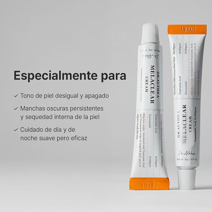 Dr.Althea Melaclear Cream | Crema Antimanchas con Niacinamida + Ácido Tranexámico (TXA) | Unifica el Tono, Hiperpigmentación y Manchas Oscuras | Fórmula Vegana Coreana | 20 ml