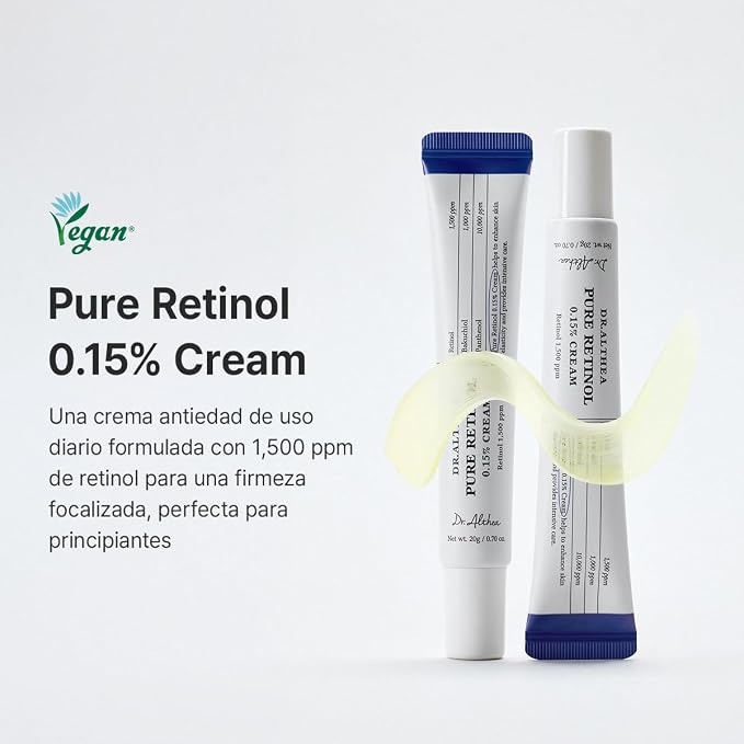 Dr.Althea Pure Retinol 0.15% Cream | Crema Antiedad para Principiantes con Retinol + Bakuchiol + Ceramidas | Suaviza Arrugas, Unifica el Tono | Cosmética Vegana Coreana | 20 ml
