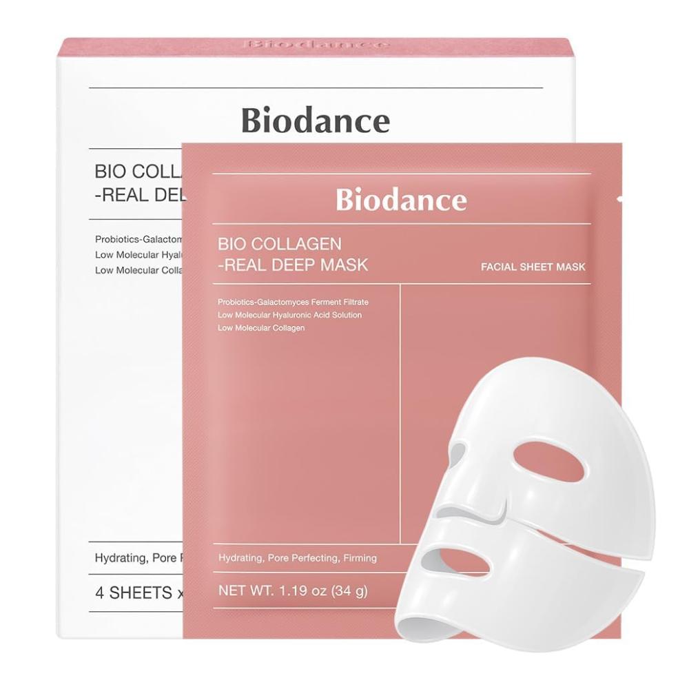 BIODANCE Bio‑Collagen Real Deep Mask 34 g | Mascarilla hidrogel hidratante nocturna | Oligo‑Ácido Hialurónico + Niacinamida (overnight glow)