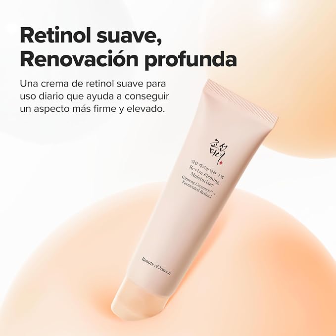 Beauty of Joseon Revive Firming Moisturizer | Crema Hidratante Antiedad con Retinol Fermentado y Ginseng Ceramide™ | Ceramida NP, Ácido Hialurónico, Adenosina y Escualano | Para Piel Seca y Sensible | Cosmética Coreana | 60 ml