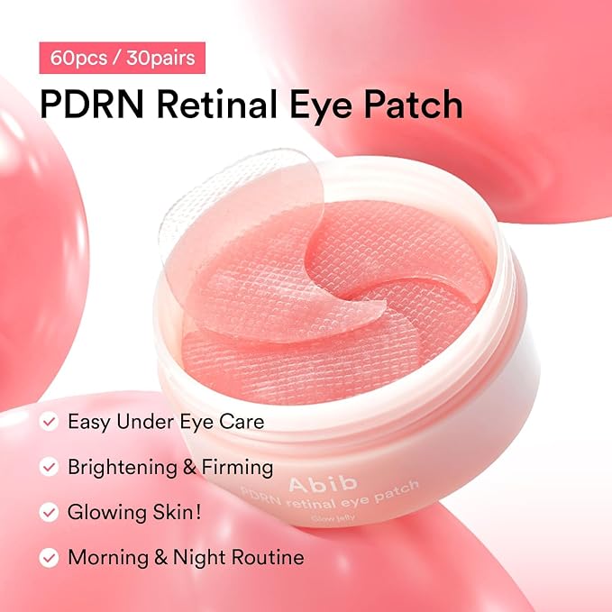 Abib PDRN Retinal Eye Patch Glow Jelly | Parches Antiojeras y Antiarrugas con ADN de Salmón + Retinal + Colágeno + Niacinamida + Cafeína + Ácido Hialurónico + Centella Asiática + Escualeno | Multizonal: Ojos · Frente · Cuello