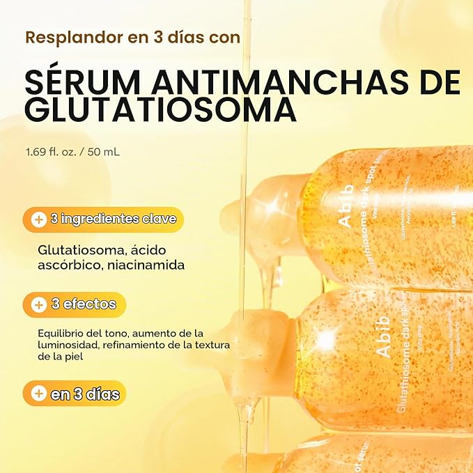 Abib Glutathiosome Dark Spot Serum Vita Drop | Sérum Antimanchas con Glutatión Liposomal + Niacinamida 5% + Triple Vitamina C + Ceramidas + Centella Asiática + Ácido Láctico + Beta-Glucan | Hiperpigmentación · Luminosidad · Barrera