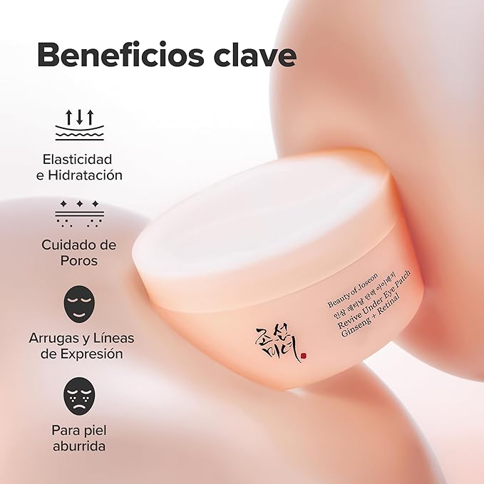 Beauty of Joseon Revive Under Eye Patch | Parches para Ojos con Ginseng y Retinal | Colágeno, Adenosina, Péptidos, Ceramida y Bakuchiol | Antibolsas, Ojeras y Arrugas | Todo Tipo de Piel | 60 unidades