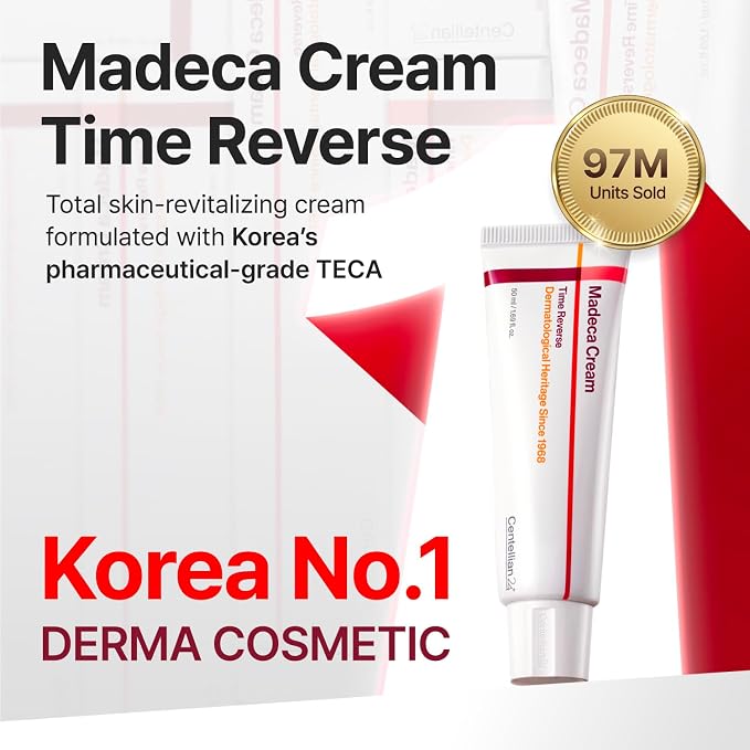 CENTELLIAN 24 Madeca Time Reverse Cream | Crema Antiedad con Complejo TECA Patentado, Retinol, Resveratrol, PDRN (ADN de Salmón), Ceramida NP y Ácido Hialurónico | 10 Beneficios Antiedad en Una Crema | Fórmula K-Beauty Farmacéutica | 50 ml