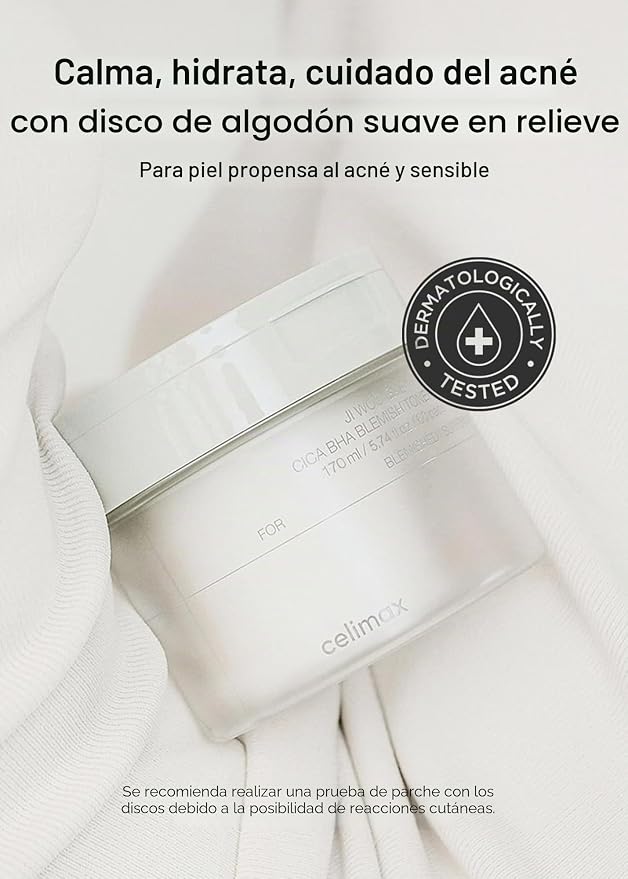 Celimax Ji.Woo.Gae CICA BHA Blemish Toner Pad | Exfoliación Suave con BHA PHA LHA + Centella Asiática + Hepta Cne Complex | Anti-Acné y Poros | 60 Pads