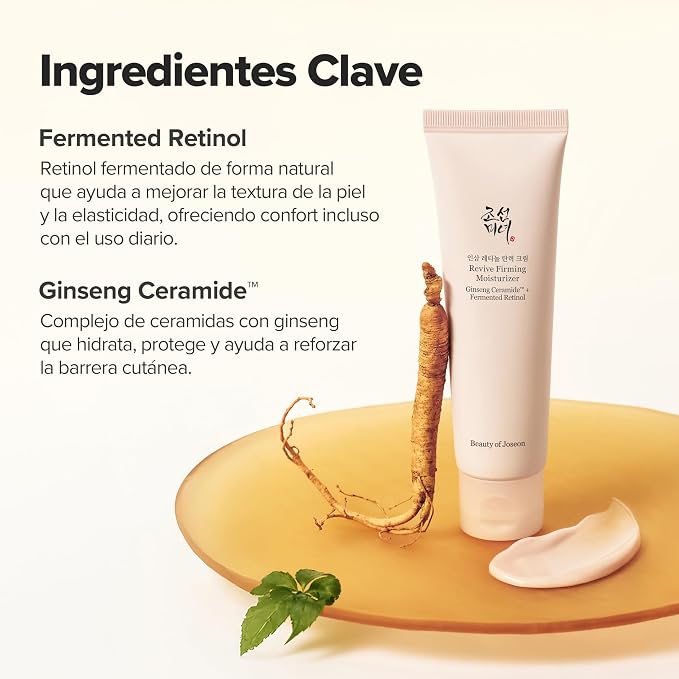 Beauty of Joseon Revive Firming Moisturizer | Crema Hidratante Antiedad con Retinol Fermentado y Ginseng Ceramide™ | Ceramida NP, Ácido Hialurónico, Adenosina y Escualano | Para Piel Seca y Sensible | Cosmética Coreana | 60 ml