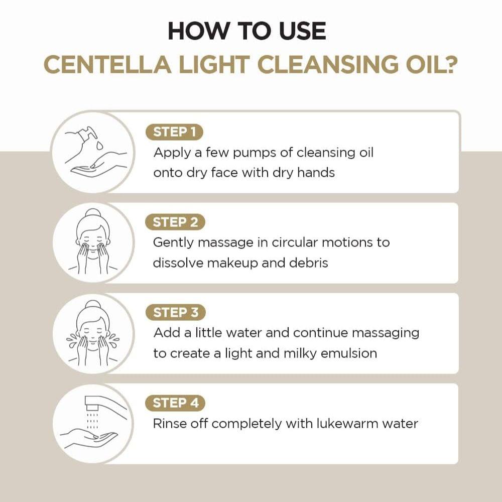 SKIN1004 Madagascar Centella Light Cleansing Oil 200 ml | Aceite limpiador coreano para doble limpieza, desmaquillante suave con centella asiática para poros y piel sensible