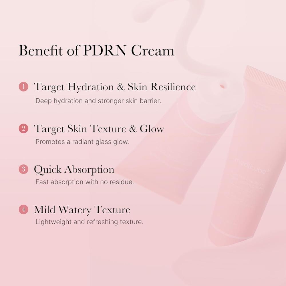 medicube PDRN Pink Hyaluronic Moisturizing Cream 50 ml crema hidratante facial con PDRN (Salmon DNA / Sodium DNA) + complejo de ácidos hialurónicos