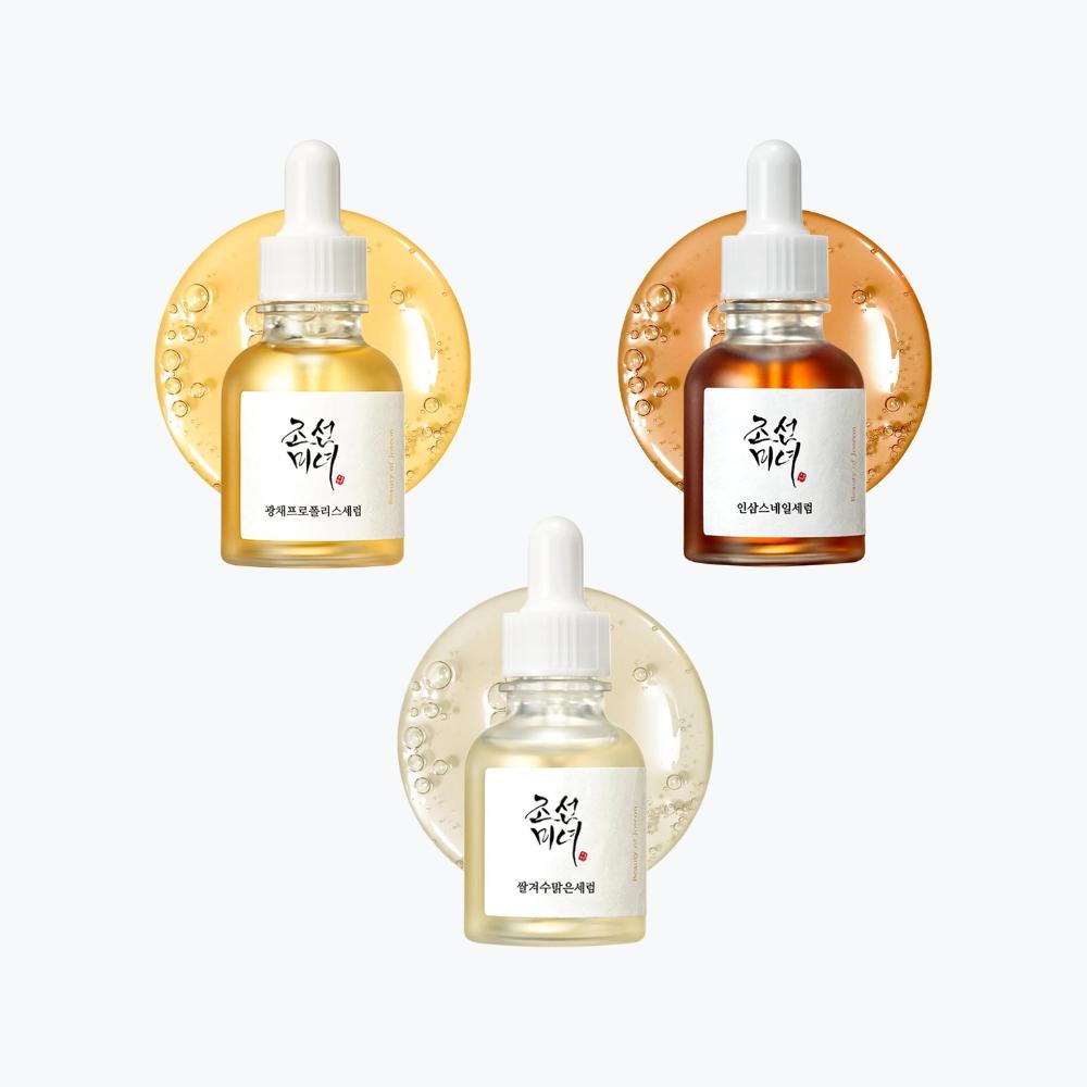 Pack 3 Sérums Beauty of Joseon 30 ml – Glow, Revive, Calming y Glow Deep – Niacinamida, Propolis, Ginseng, Arroz y Té Verde – Rutina facial coreana piel apagada, sensible y con manchas