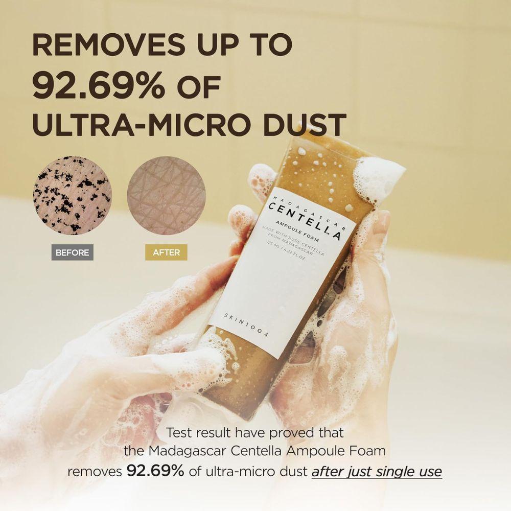Pack SKIN1004 Madagascar Centella Double Cleansing Duo | Light Cleansing Oil 200 ml + Ampoule Foam 125 ml | Doble limpieza calmante que elimina maquillaje y limpia poros en profundidad