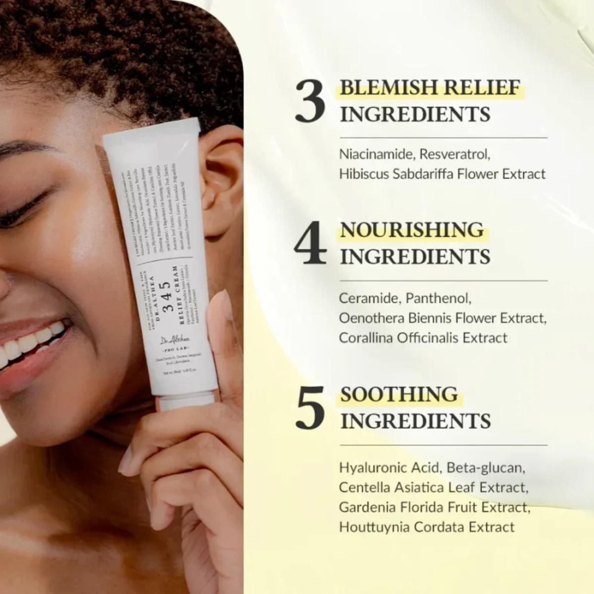 Dr. Althea 345 Relief Cream 50 ml Crema Facial Calmante e Hidratante con Ceramidas Ácido Hialurónico y Péptidos Ideal para Piel Sensible y con Acné