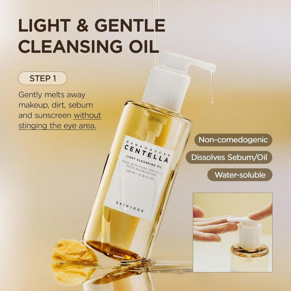 Pack SKIN1004 Madagascar Centella Double Cleansing Duo | Light Cleansing Oil 200 ml + Ampoule Foam 125 ml | Doble limpieza calmante que elimina maquillaje y limpia poros en profundidad