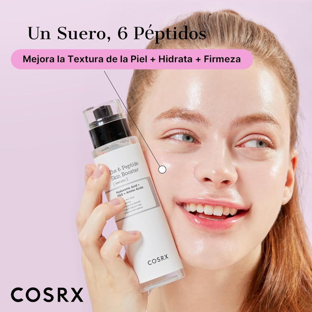 COSRX The 6 Peptide Skin Booster 150 ml, sérum/booster ligero de rápida absorción con complejo de 6 péptidos (Acetyl Hexapeptide‑8, Copper Tripeptide‑1, Palmitoyl Tripeptide‑8, Oligopeptide‑68 y más) + niacinamida + ácido hialurónico