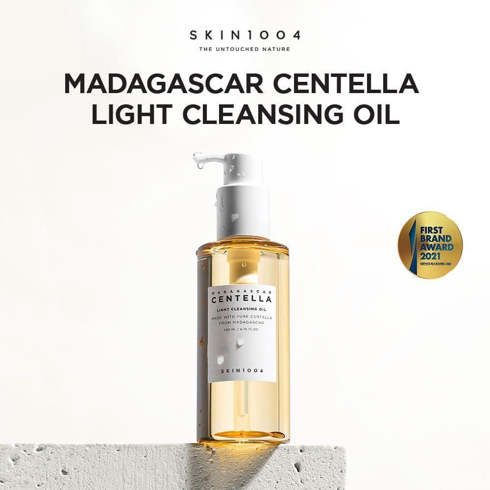 SKIN1004 Madagascar Centella Light Cleansing Oil 200 ml | Aceite limpiador coreano para doble limpieza, desmaquillante suave con centella asiática para poros y piel sensible