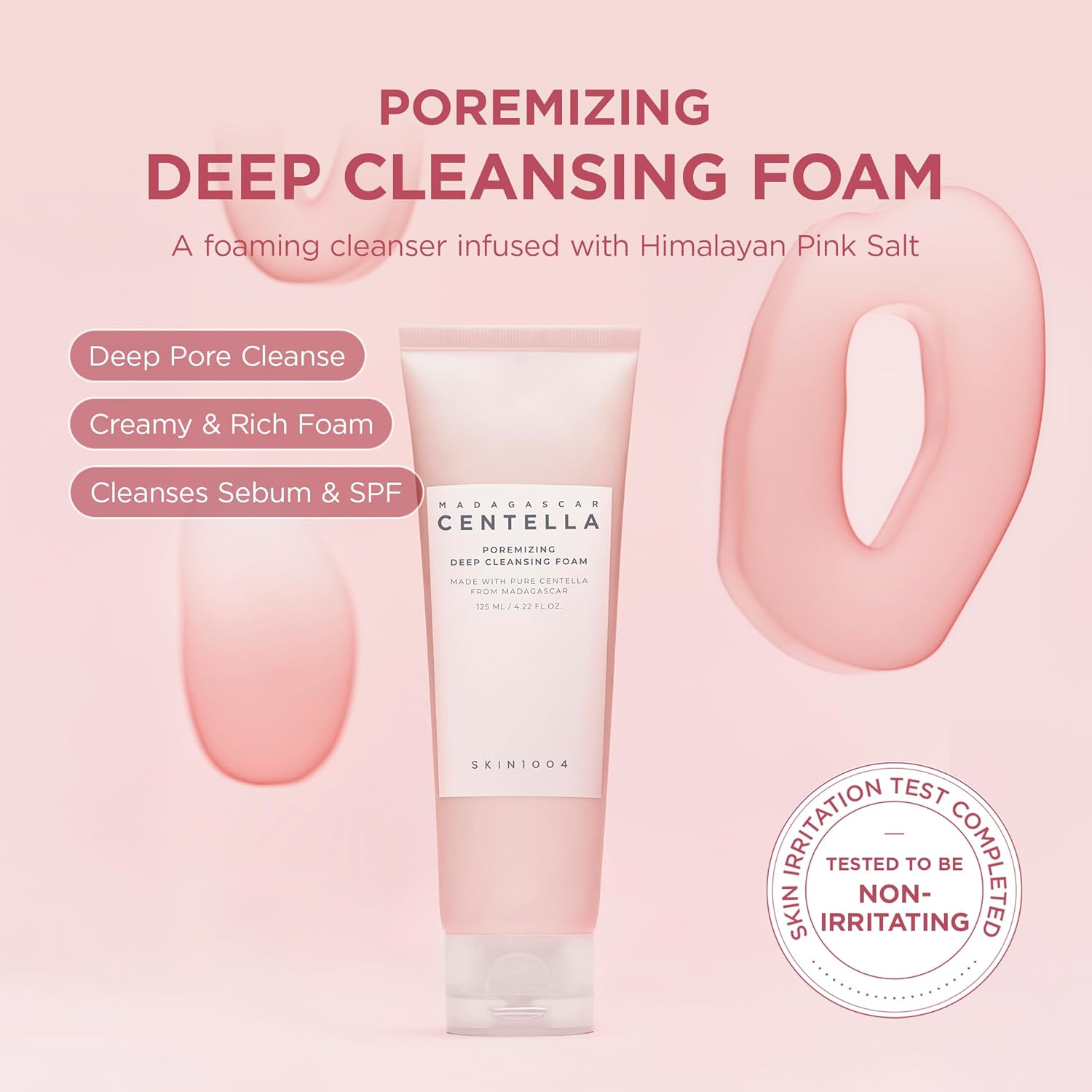 SKIN1004 Madagascar Centella Poremizing Deep Cleansing Foam 125 ml | Limpiadora facial espumosa con centella y sal rosa del Himalaya para poros y exceso de sebo