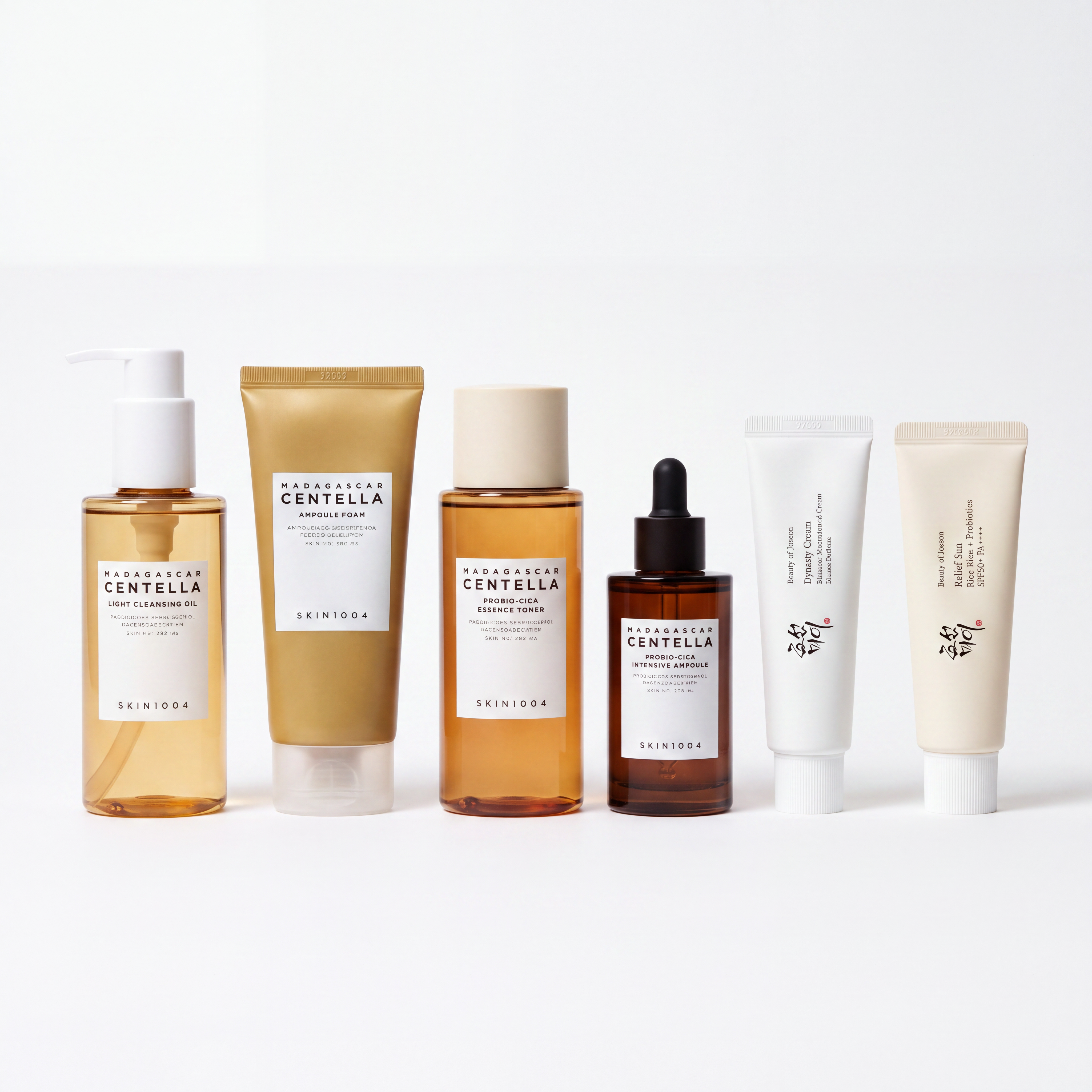 PACK RUTINA PIEL SECA Y SENSIBLE|  Cleansing Oil + Foam + Toner Probio-Cica + Ampoule Intensiva + Dynasty Cream + SPF50+ | Rutina K-Beauty 6 Pasos con Centella, Probióticos y Protección Solar