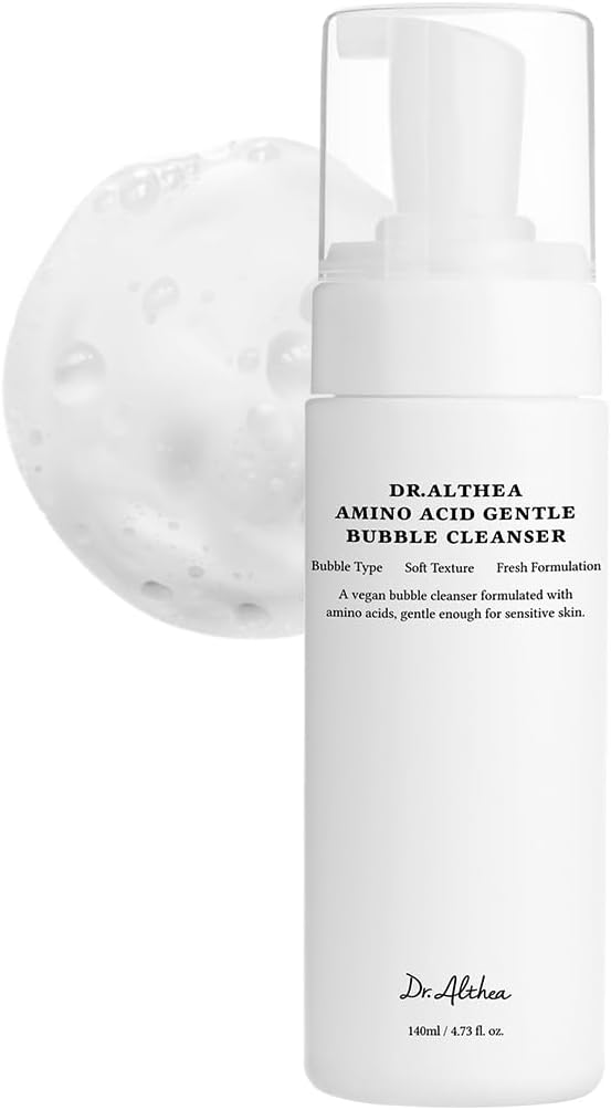 Dr.Althea Amino Acid Gentle Bubble Cleanser | Limpiador Facial Espuma con 17 Aminoácidos + Ceramidas + Ácido Hialurónico | pH Bajo | Piel Seca, Sensible y Acneica | Vegano Coreano | 140 ml