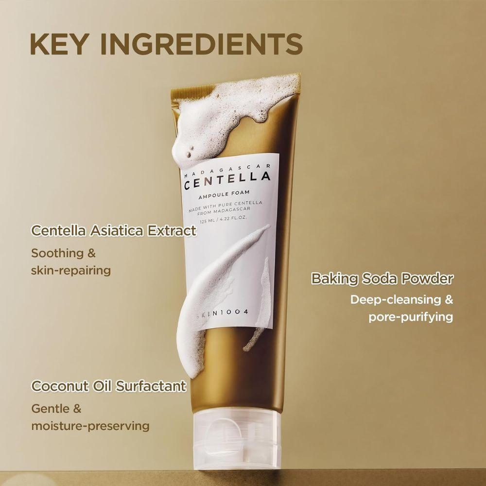 SKIN1004 Madagascar Centella Ampoule Foam 125 ml | Limpiador facial suave con centella asiática y pH 5.0 | Limpieza profunda, calmante e ideal como segundo paso de la doble limpieza